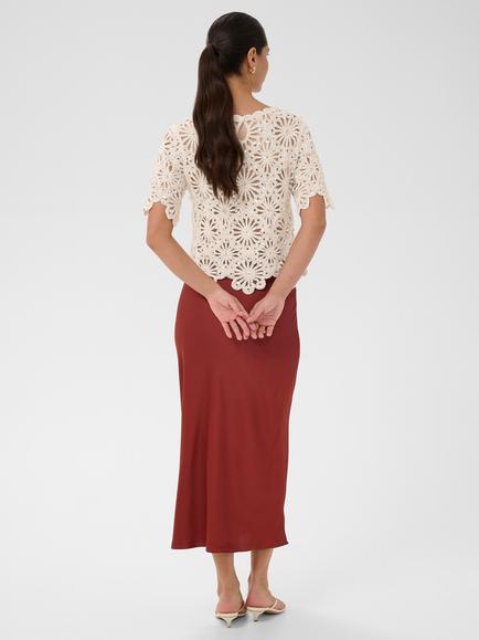 KAFFE Callista Floral Crochet Sequin Cotton Blouse, Broken White/Silver - view 2, Broken White/Silver