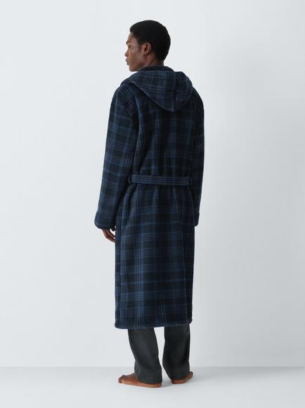 John Lewis Check Ultimate Robe, Blue Navy - view 2, Blue Navy
