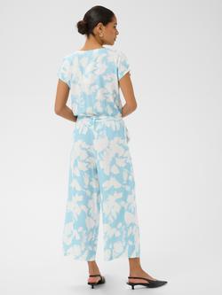 KAFFE Kamira Abstract Print V-Neck Jumpsuit, Blue/White - view 2, Blue/White