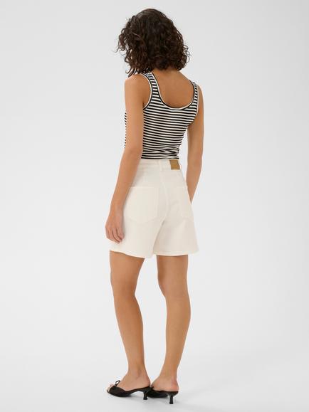 KAFFE Kabrook Mid Rise Cotton Blend Shorts, Chalk - view 2, Chalk