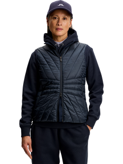 J.Lindeberg Holma Quilted Hybrid Vest Gilet, Blue Navy, Blue Navy