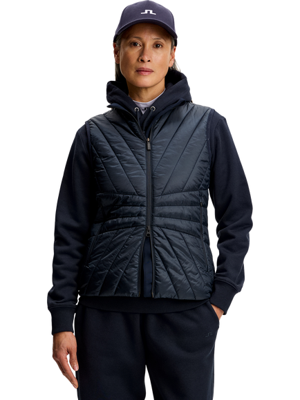 J.Lindeberg Holma Quilted Hybrid Vest Gilet, Blue Navy, Blue Navy