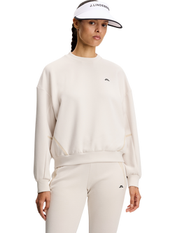 J.Lindeberg Aura Crew Neck Sweatshirt, Moonbeam, Moonbeam
