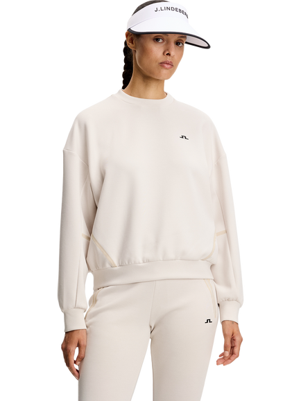 J.Lindeberg Aura Crew Neck Sweatshirt, Moonbeam, Moonbeam