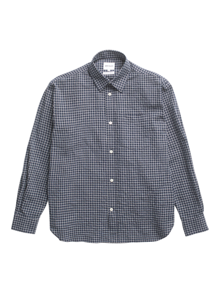Norse Projects Espevik Oversized Cotton Blend Shirt, Dark Navy Check, Dark Navy Check