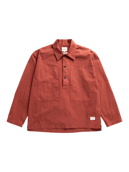 Norse Projects Poplin Cotton Pullover Shirt, Cowhide, Cowhide