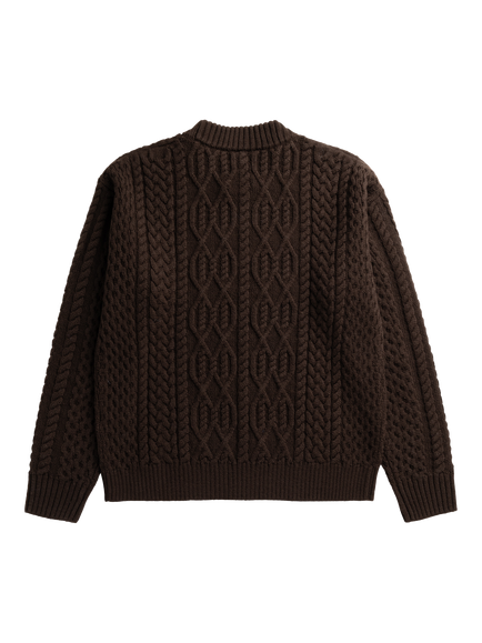 Norse Projects Aran Crewneck Pure New Wool Jumper, Delicioso Brown - view 2, Delicioso Brown