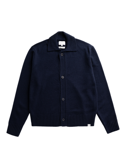 Norse Projects Lambswool Cardigan, Dark Navy, Dark Navy