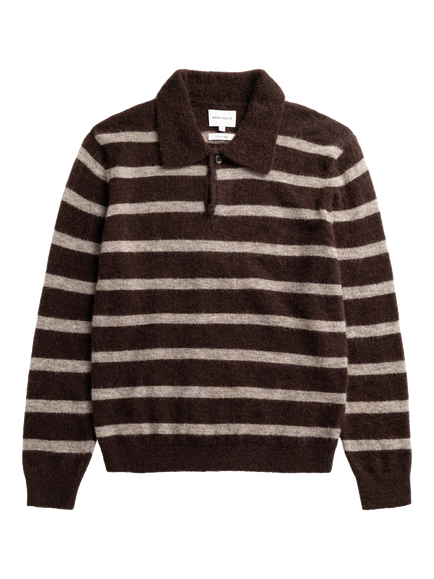 Norse Projects Baby Alpaca Striped Jumper, Delicioso Brown, Delicioso Brown