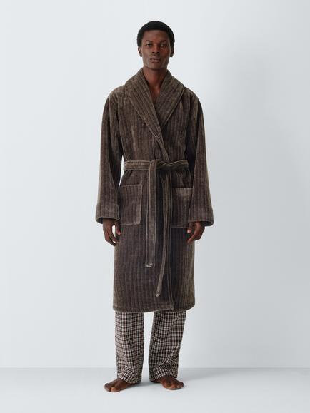 John Lewis Luxury Chenille Robe, Brown Mid, Brown Mid