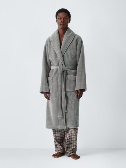John Lewis Luxury Chenille Robe, Grey, Grey