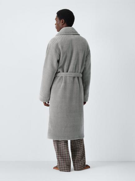 John Lewis Luxury Chenille Robe, Grey - view 2, Grey
