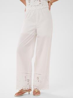 KAFFE Gertrude Eyelet Hem Trousers, Chalk, Chalk