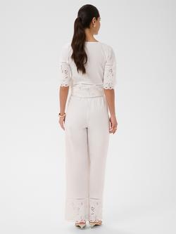 KAFFE Gertrude Eyelet Hem Trousers, Chalk - view 2, Chalk