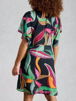 White Stuff Knee Length Kimono Kaftan - view 2, Black/Multi