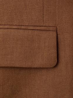 Mango Single Breasted Linen Blazer, Brown - view 2, Brown