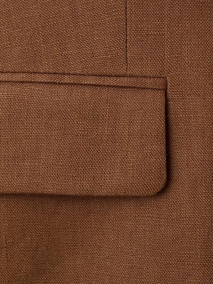 Mango Single Breasted Linen Blazer, Brown - view 2, Brown