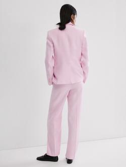 Mango Single Breasted Linen Blazer, Pink - view 2, Pink