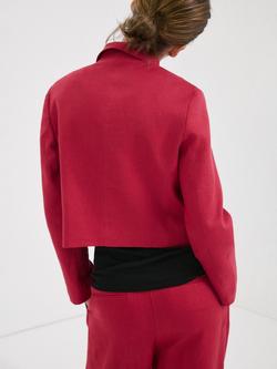 Mango Double Breasted Linen Jacket, Red - view 2, Red