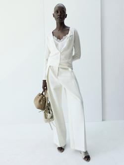 Mango Graci Round Neck Cardigan, Raw, Raw