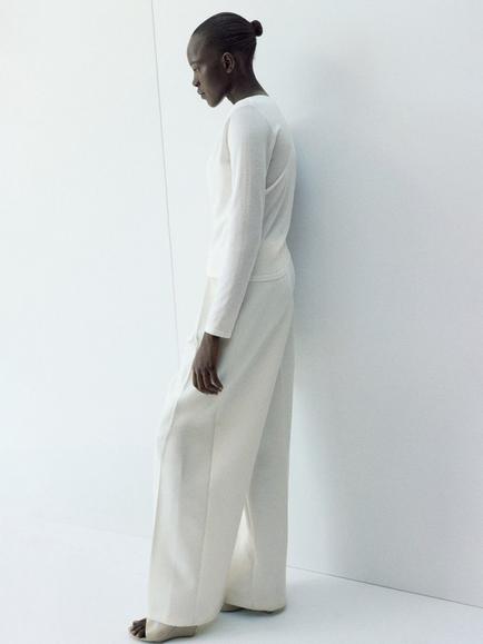 Mango Graci Round Neck Cardigan, Raw - view 2, Raw