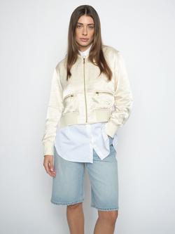 MOS MOSH Elna Cropped Bomber Jacket, Ecru, Ecru