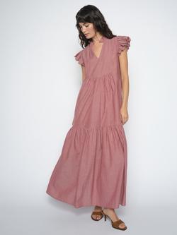 MOS MOSH Izha Tiered Flutter Sleeve Maxi Dress, Pink, Pink