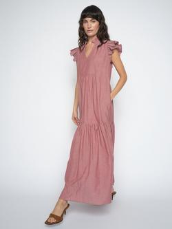 MOS MOSH Izha Tiered Flutter Sleeve Maxi Dress, Pink - view 2, Pink