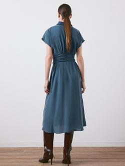 Mango Belted Collared Shirt Dress, Blue - view 2, Blue