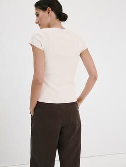 Mango Button-Front Knit Top, Raw - view 2, Raw