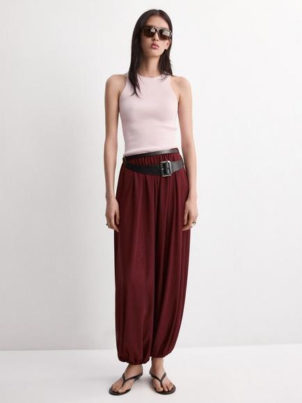 Mango Dalton Ribbed High Neck Tank, Pastel Pink, Pastel Pink