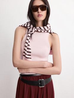 Mango Dalton Ribbed High Neck Tank, Pastel Pink - view 2, Pastel Pink