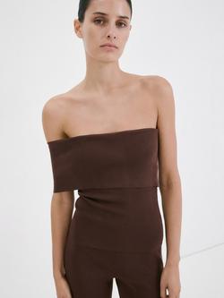 Mango Gabriete Off Shoulder Top, Chocolate, Chocolate