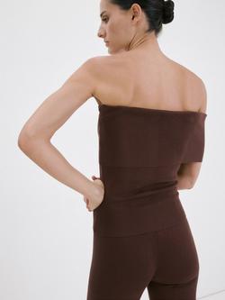 Mango Gabriete Off Shoulder Top, Chocolate - view 2, Chocolate