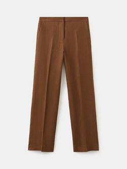 Mango Linen Trousers, Brown, Brown