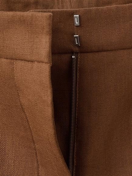 Mango Linen Trousers, Brown - view 2, Brown