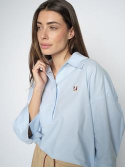 MOS MOSH Soft Drape Collared Popover Blouse, Skyway - view 2, Skyway