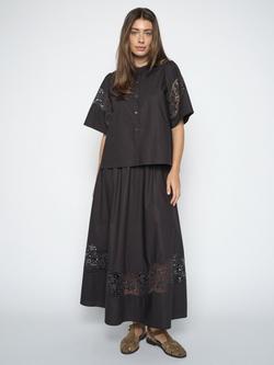MOS MOSH Rooma Lace Panel Shirt, Black, Black