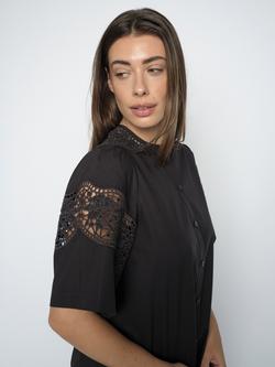 MOS MOSH Rooma Lace Panel Shirt, Black - view 2, Black