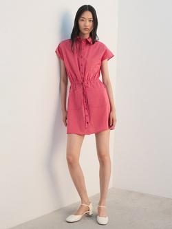 Mango Stripe Tie Waist Shirt Mini Dress, Red, Red