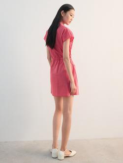 Mango Stripe Tie Waist Shirt Mini Dress, Red - view 2, Red