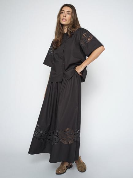 MOS MOSH Redu Lace Panel Maxi Skirt, Black, Black