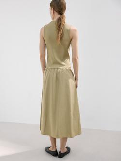 Mango High Neck Sleeveless Midi Dress, Olive - view 2, Olive