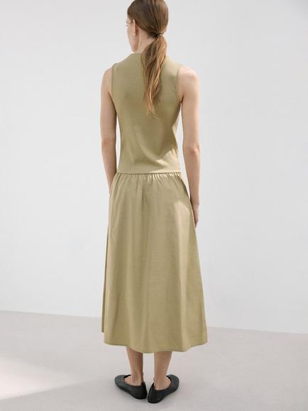 Mango High Neck Sleeveless Midi Dress, Olive - view 2, Olive