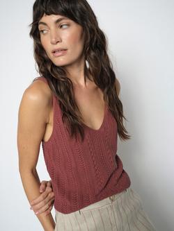 MOS MOSH Cressida Cable Knit Vest Top, Cowhide, Cowhide