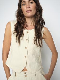 MOS MOSH Donia Rinna Embroidered Waistcoat, Clay, Clay