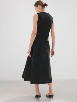 Mango High Neck Drape Midi Dress, Black - view 2, Black