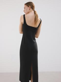 Mango Square Neck Slim Fit Midi Dress, Black - view 2, Black