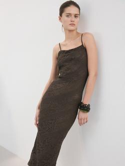 Mango Strappy Maxi Dress, Brown, Brown