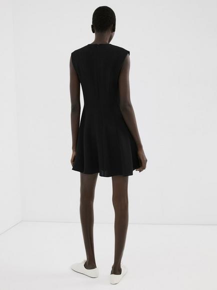 Mango V-Neck Fit and Flare Mini Dress, Black - view 2, Black